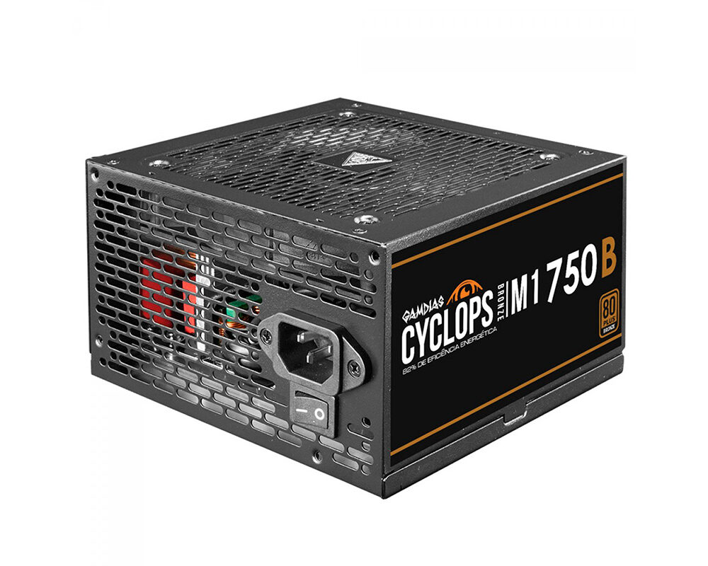 Fonte Gamdias Cyclops M1-750B, 750W, 80 Plus Bronze, Cybenetics, Teclab, PFC Ativo, Cabos Flat
